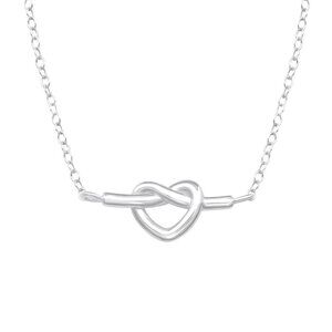 Sterling Silver Heart Knot Necklace